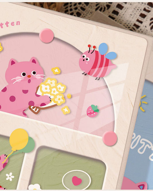 Cover 3 Colorful Cartoon cat pattern 6-Inch 100-Photo Cartoon Cat Album - Large Capacity Family Photo Storage V888-ELOSUNG23779