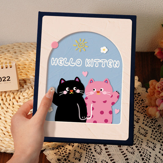 Cover 4 Colorful 7-Inch 100-Photo Cartoon Cat Album - Large Capacity Family Photo Storage Book with Suede and V888-ELOSUNG23784