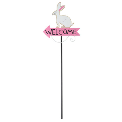 White Rabbit Pattern Charming Metal Garden Stakes | Welcome Yard & Lawn Decor V888-ELOSUNG23790