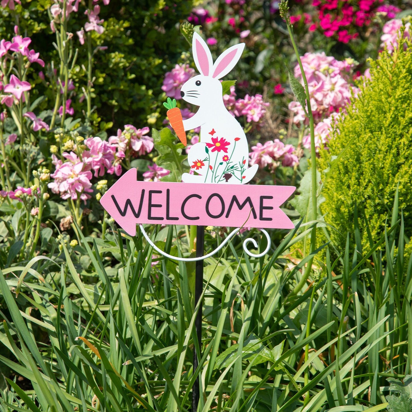 Green Frog Pattern Charming Metal Garden Stakes | Welcome Yard & Lawn Decor V888-ELOSUNG23791