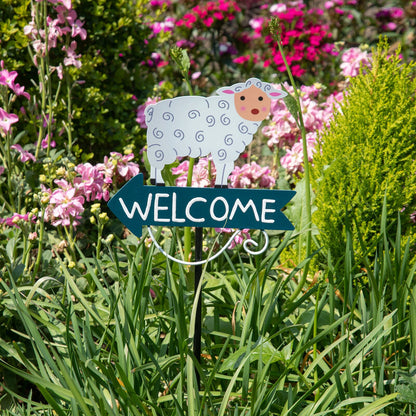 Pink Pig Pattern Charming Metal Garden Stakes | Welcome Yard & Lawn Decor V888-ELOSUNG23794