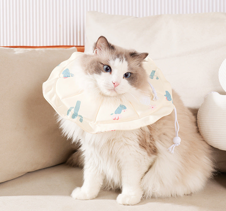 2 Pcs Size L Beige Comfortable Pet Recovery Collar | Waterproof Anti-Lick Collar for Cats & Dogs V888-ELOSUNG23813