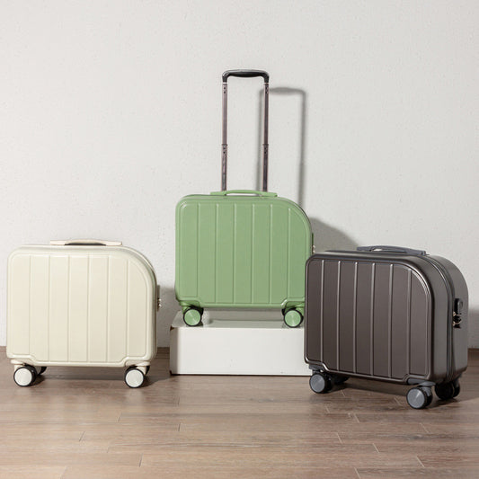 Beige Compact 18-Inch Carry-On Suitcase | Lightweight ABS Hardside Spinner Luggage V888-ELOSUNG23816