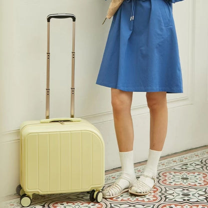 Beige Compact 18-Inch Carry-On Suitcase | Lightweight ABS Hardside Spinner Luggage V888-ELOSUNG23816
