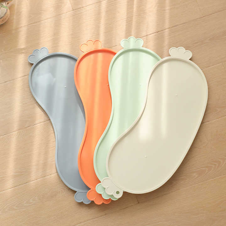 White Non-Slip Pet Feeding Mat - Waterproof Dog & Cat Food Bowl Placemat with Raised Edges V888-ELOSUNG23831