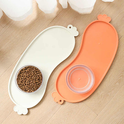 Orange Non-Slip Pet Feeding Mat - Waterproof Dog & Cat Food Bowl Placemat with Raised Edges V888-ELOSUNG23832