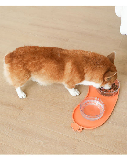 Orange Non-Slip Pet Feeding Mat - Waterproof Dog & Cat Food Bowl Placemat with Raised Edges V888-ELOSUNG23832