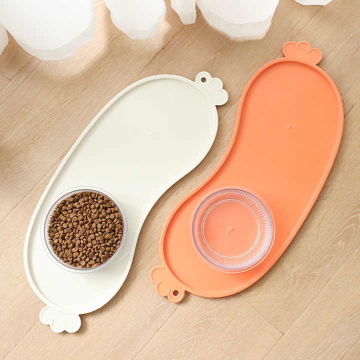 Blue Non-Slip Pet Feeding Mat - Waterproof Dog & Cat Food Bowl Placemat with Raised Edges V888-ELOSUNG23833
