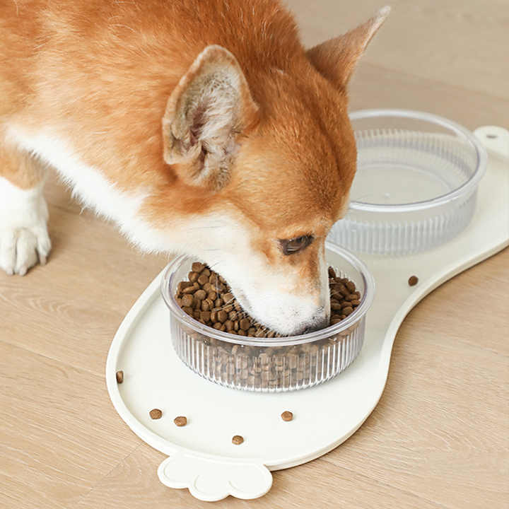 Blue Non-Slip Pet Feeding Mat - Waterproof Dog & Cat Food Bowl Placemat with Raised Edges V888-ELOSUNG23833