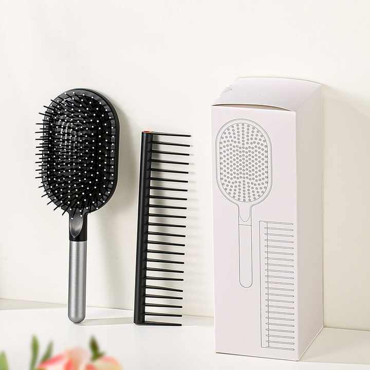 Rose Red Air Cushion Massage Paddle Brush & Wide Tooth Comb Set - Gentle Detangling for All Hair Types V888-ELOSUNG23840