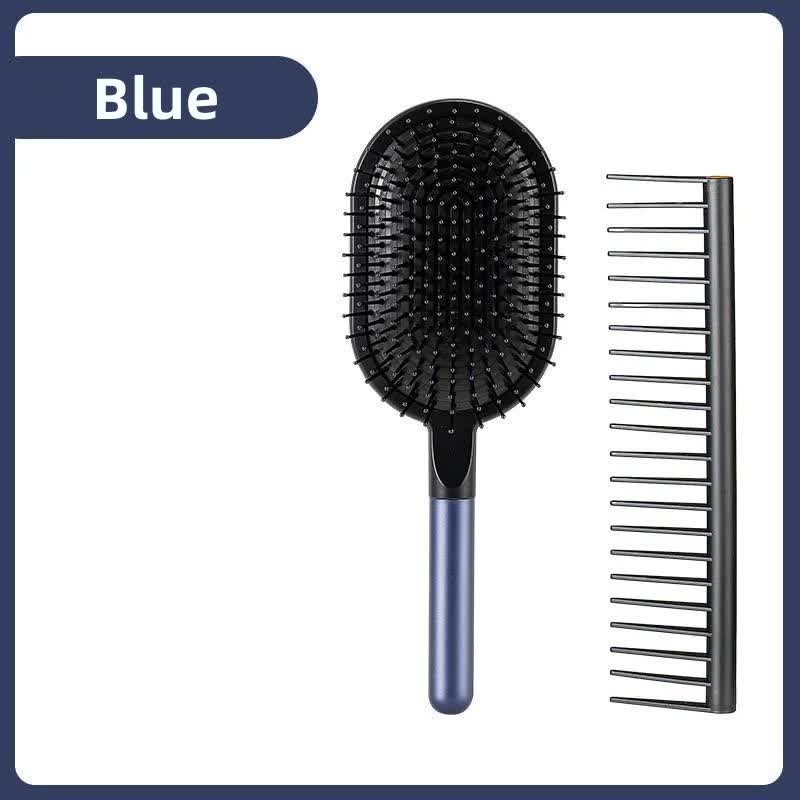 Blue Air Cushion Massage Paddle Brush & Wide Tooth Comb Set - Gentle Detangling for All Hair Types V888-ELOSUNG23841