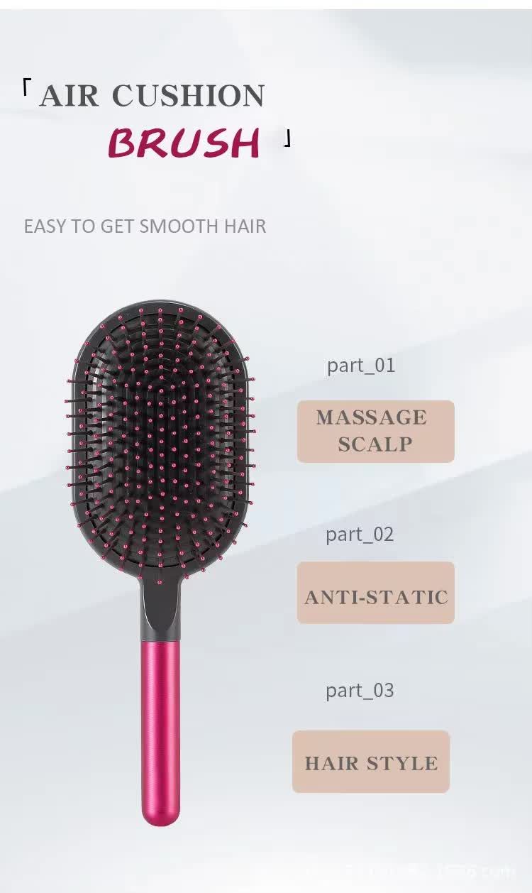 Champagne Air Cushion Massage Paddle Brush & Wide Tooth Comb Set - Gentle Detangling for All Hair Types V888-ELOSUNG23842