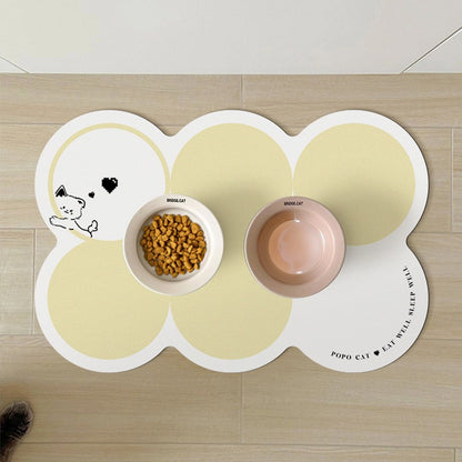 Style 1 White And Yellow Absorbent Diatomaceous Earth Pet Feeding Mat - Non-Slip & Quick Dry Placemat V888-ELOSUNG23849