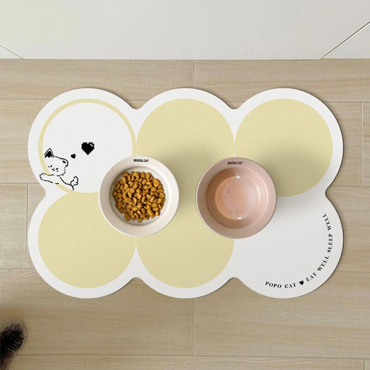 Style 1 White And Yellow Absorbent Diatomaceous Earth Pet Feeding Mat - Non-Slip & Quick Dry Placemat V888-ELOSUNG23849