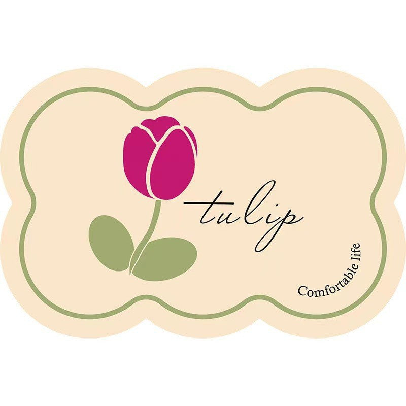Style 6 Beige And Pink Tulip Pattern Absorbent Diatomaceous Earth Pet Feeding Mat - Non-Slip & Quick Dry V888-ELOSUNG23854