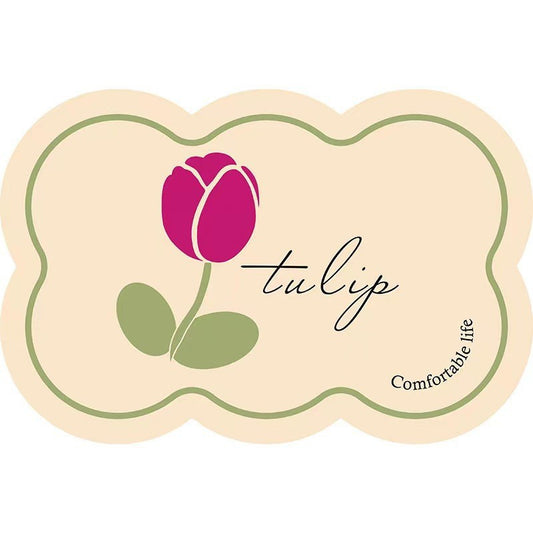 Style 6 Beige And Pink Tulip Pattern Absorbent Diatomaceous Earth Pet Feeding Mat - Non-Slip & Quick Dry V888-ELOSUNG23854