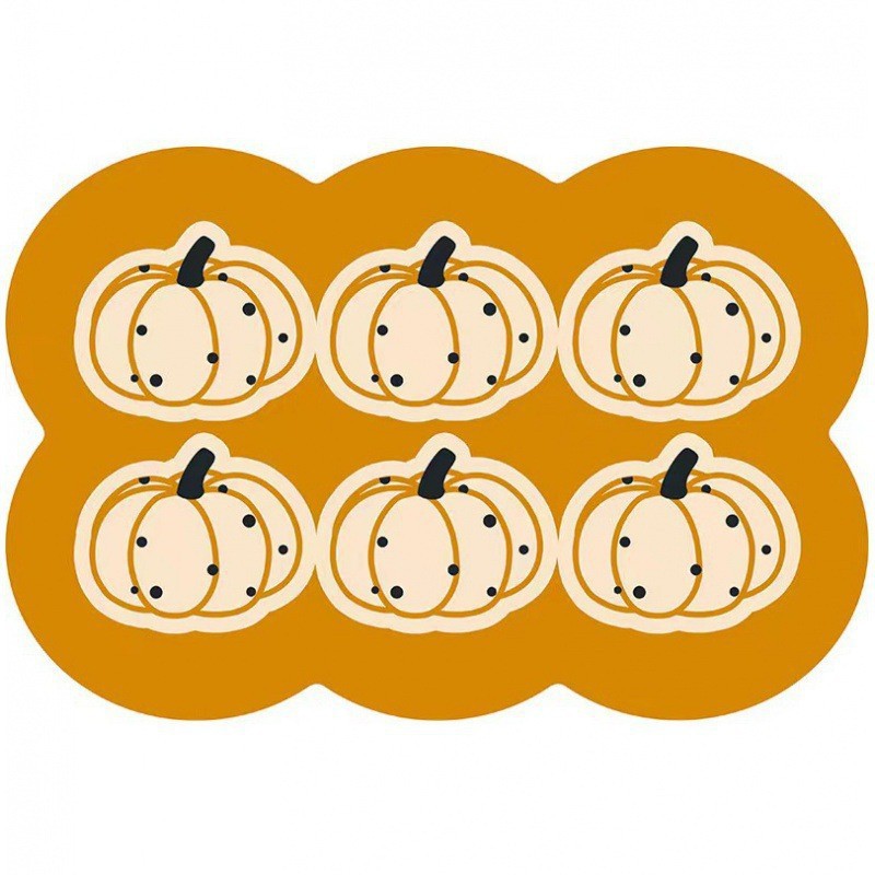 Style 8 Yellow Pumpkin Pattern Absorbent Diatomaceous Earth Pet Feeding Mat - Non-Slip & Quick Dry Placemat V888-ELOSUNG23856