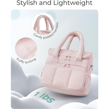 Brown Chic Double Deck Insulated Lunch Bag - Leakproof Cooler Tote for Women V888-ELOSUNG23864