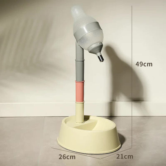 Beige Base Adjustable Height Pet Water Dispenser with Food Bowl Base - Non-Drip Bottle Feeder Station for V888-ELOSUNG23873