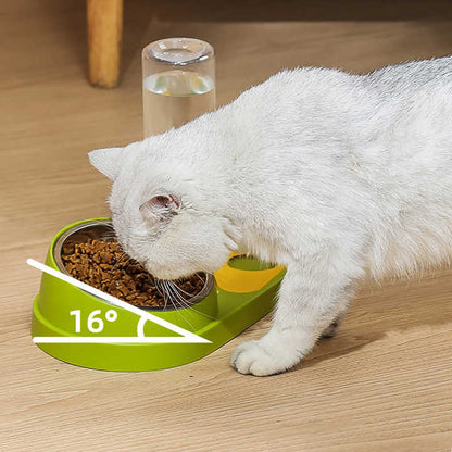Blue Pet Bowl Set with Automatic Gravity Water Dispenser - Stainless Steel & PP Feeder Station V888-ELOSUNG23874
