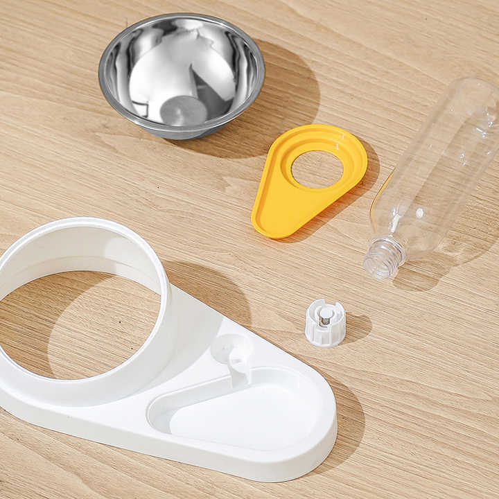 Blue Pet Bowl Set with Automatic Gravity Water Dispenser - Stainless Steel & PP Feeder Station V888-ELOSUNG23874