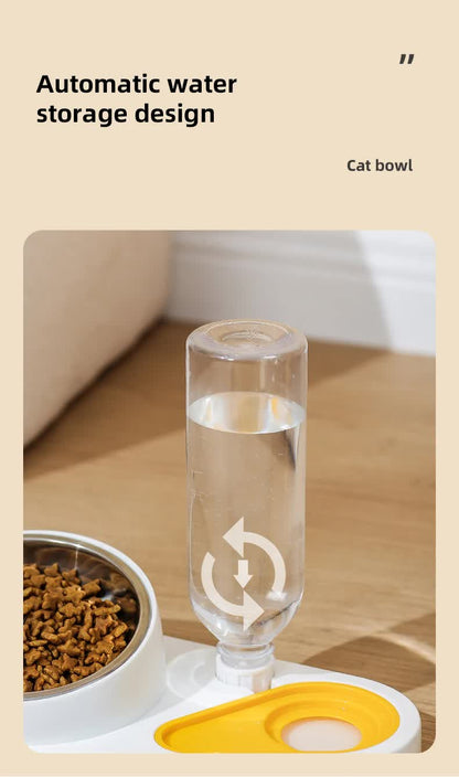 Green And Yellow Pet Bowl Set with Automatic Gravity Water Dispenser - Stainless Steel & PP Feeder Station V888-ELOSUNG23876