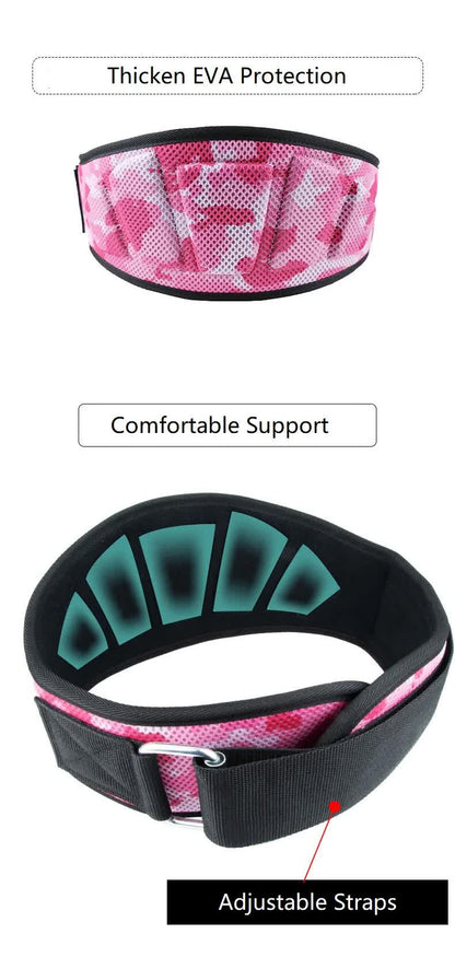 Size M Pink Camouflage Camo Weightlifting Belt - EVA Nylon Gym Belt for Squats, Deadlifts & Lumbar Support V888-ELOSUNG23883