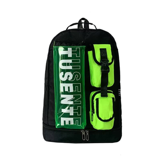 Green And Black Stylish Sports Backpack with Contrast Pockets - Unisex Gym Bag for Badminton & Tennis V888-ELOSUNG23891