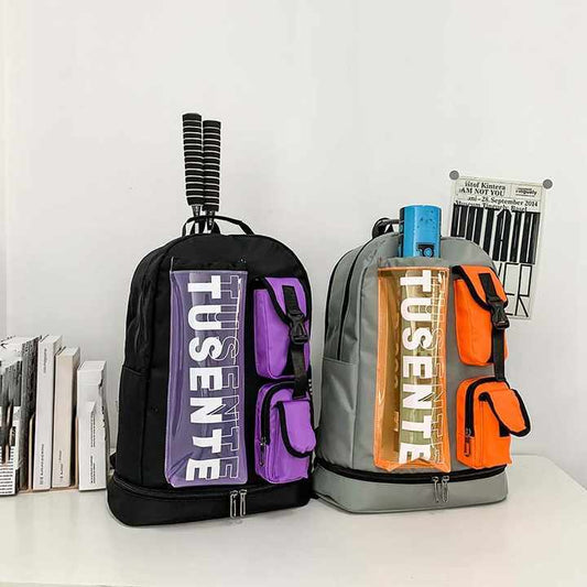 Green And Black Stylish Sports Backpack with Contrast Pockets - Unisex Gym Bag for Badminton & Tennis V888-ELOSUNG23891