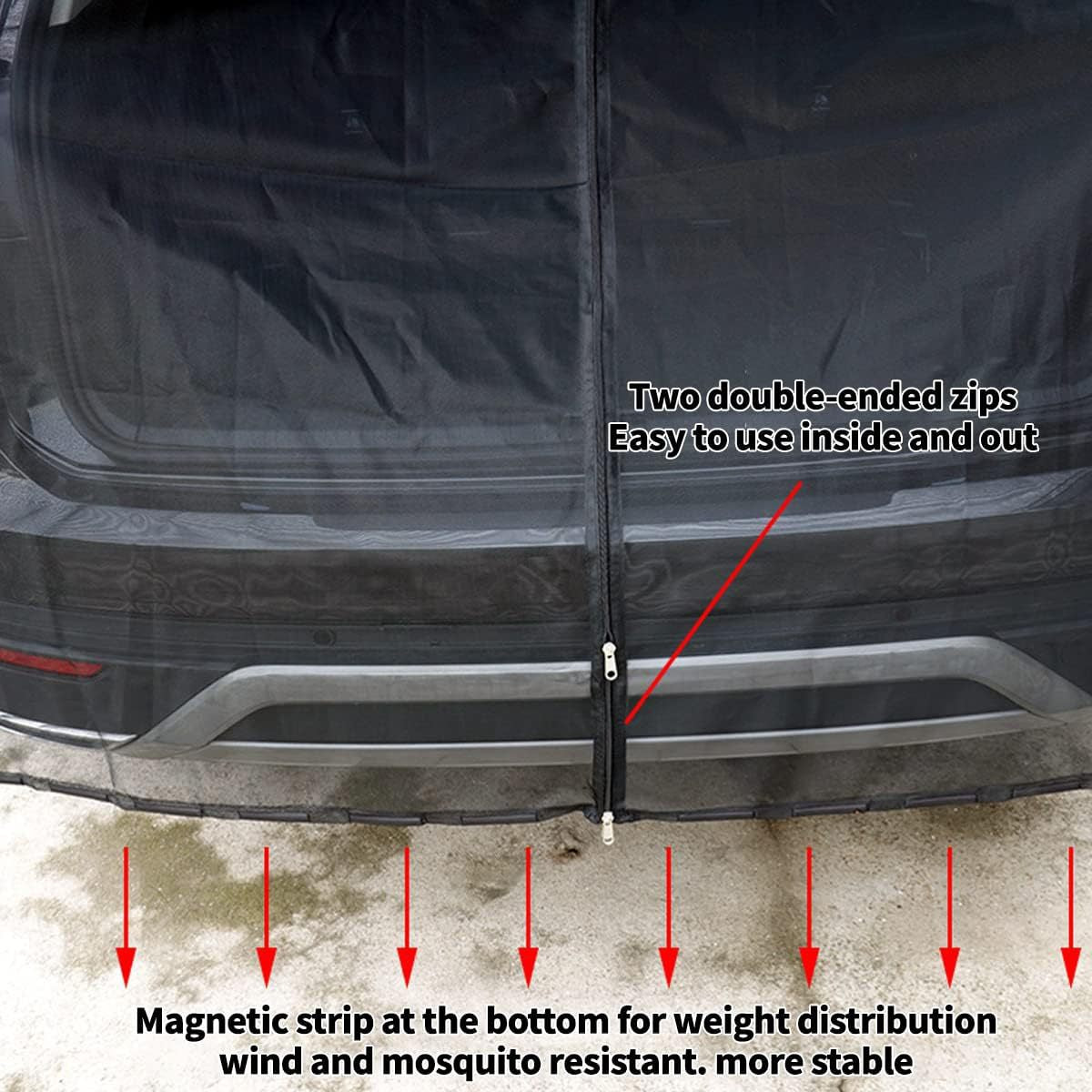 Size S Black Magnetic Car Window Sun Shade Screens & SUV Tailgate Mosquito Net Set - Breathable Bug Protection V888-ELOSUNG23902