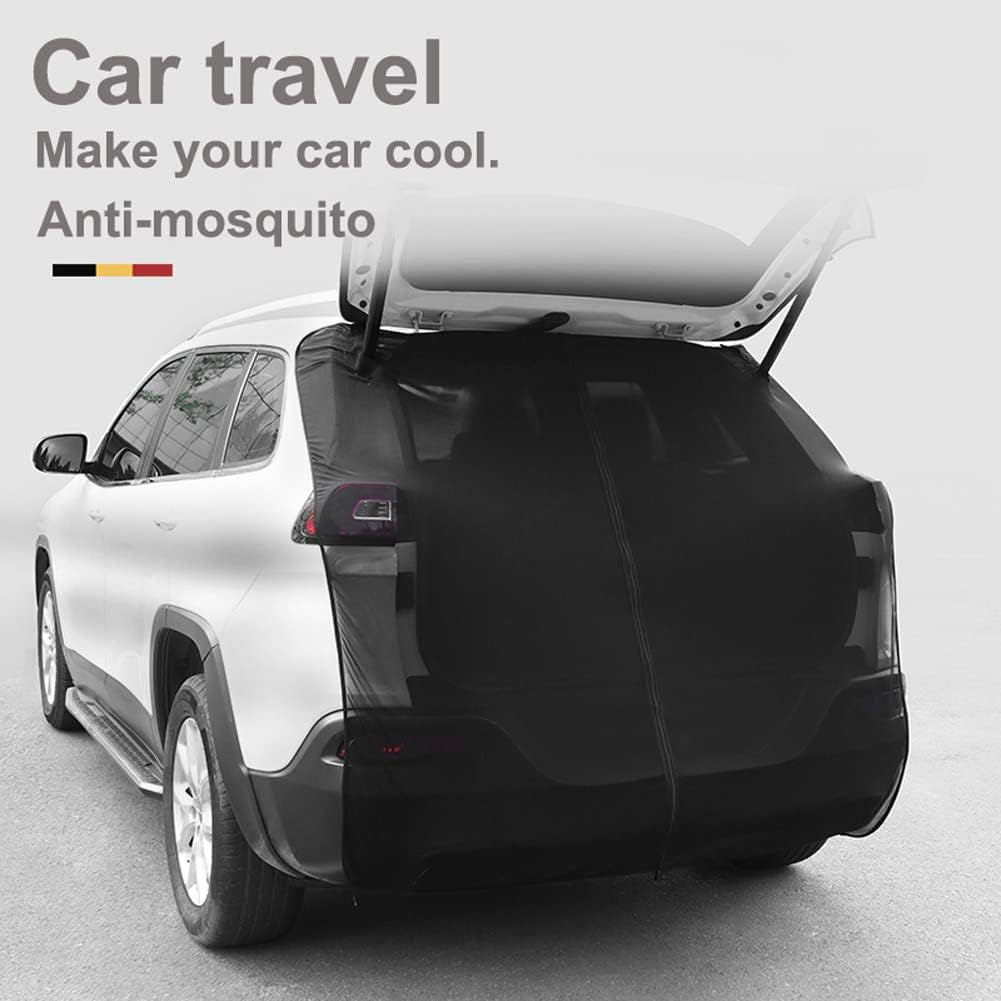 Size L Black Magnetic Car Window Sun Shade Screens & SUV Tailgate Mosquito Net Set - Breathable Bug Protection V888-ELOSUNG23904