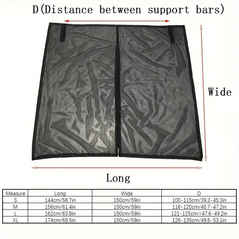 Size L Black Magnetic Car Window Sun Shade Screens & SUV Tailgate Mosquito Net Set - Breathable Bug Protection V888-ELOSUNG23904