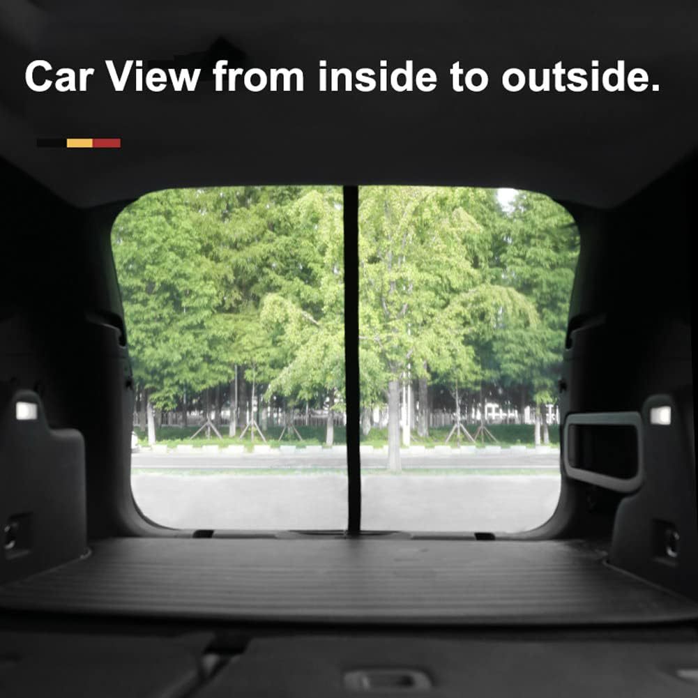 Size L Black Magnetic Car Window Sun Shade Screens & SUV Tailgate Mosquito Net Set - Breathable Bug Protection V888-ELOSUNG23904