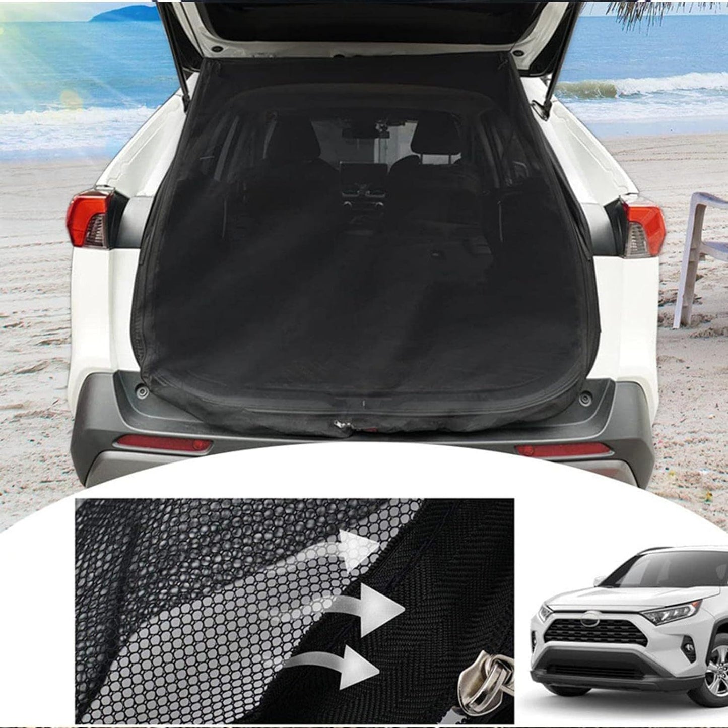 Size M Black Tailgate Mosquito Net Screen - Magnetic Bug Protection for Boot Opening V888-ELOSUNG23907