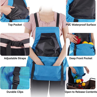 Blue Garden Harvesting Apron - Waterproof Oxford Cloth with Quick Release Pouch V888-ELOSUNG23910