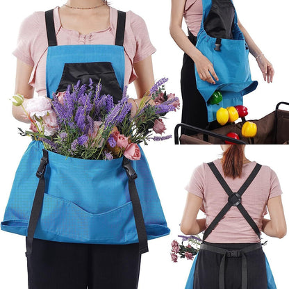 Blue Garden Harvesting Apron - Waterproof Oxford Cloth with Quick Release Pouch V888-ELOSUNG23910