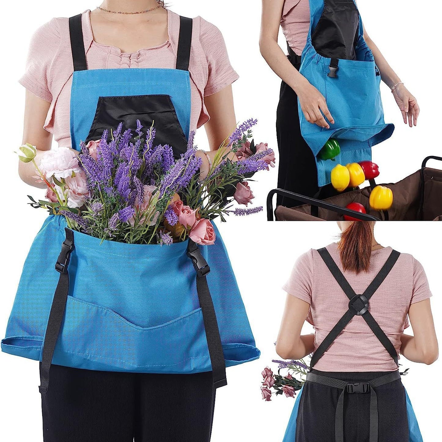 Green Garden Harvesting Apron - Waterproof Oxford Cloth with Quick Release Pouch V888-ELOSUNG23912
