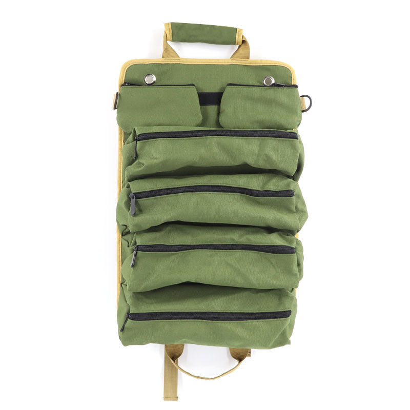 Green Heavy Duty Roll-Up Tool Bag Organizer - Waterproof Oxford Fabric Pouch with Multiple Pockets V888-ELOSUNG23915