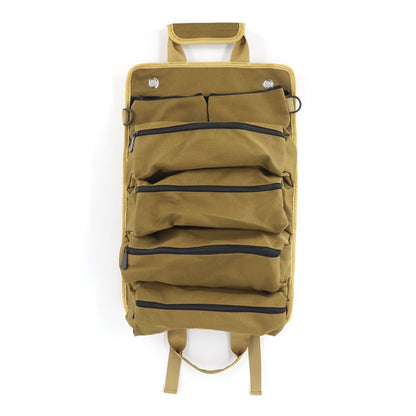Khaki Heavy Duty Roll-Up Tool Bag Organizer - Waterproof Oxford Fabric Pouch with Multiple Pockets V888-ELOSUNG23917