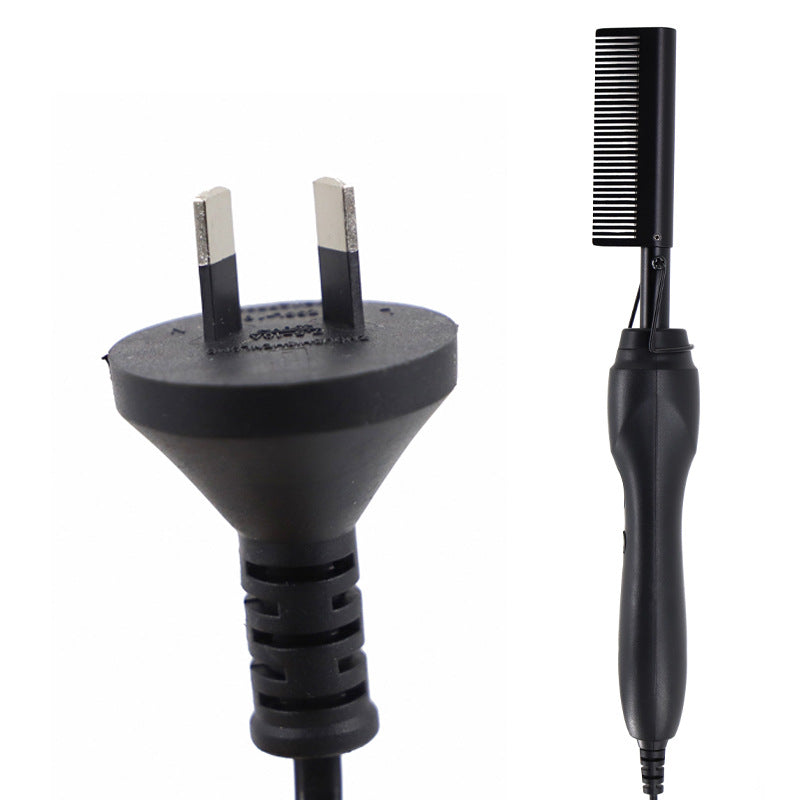 Black Electric Hot Comb Hair Straightener - Fast Heating Styling Tool with 3 Temp Settings & Anti-Scald Guard V888-ELOSUNG23919