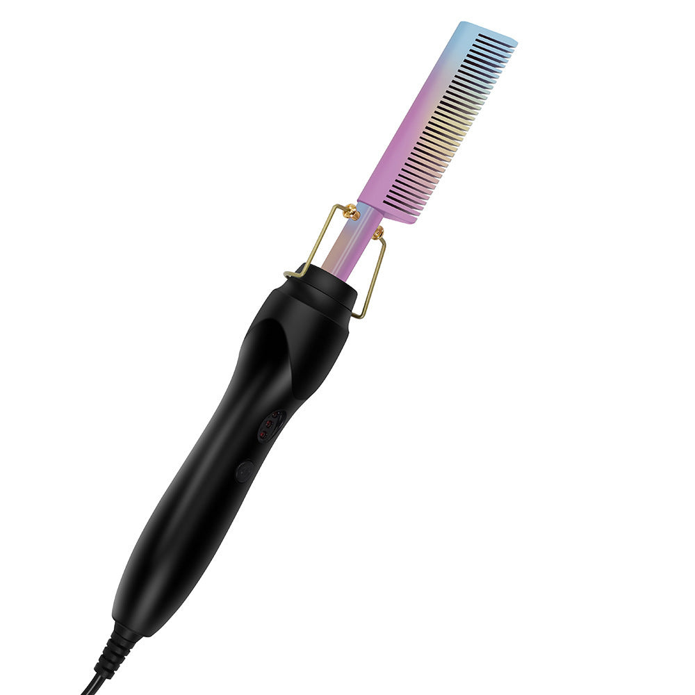 Colorful Electric Hot Comb Hair Straightener - Fast Heating Styling Tool with 3 Temp Settings & Anti-Scald V888-ELOSUNG23921