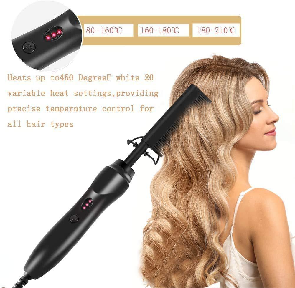 Colorful Electric Hot Comb Hair Straightener - Fast Heating Styling Tool with 3 Temp Settings & Anti-Scald V888-ELOSUNG23921