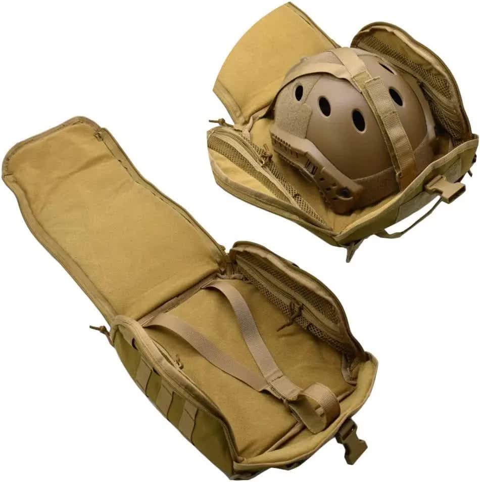 Black Tactical Helmet Bag & Utility Pouch - Padded MOLLE Gear Storage Carrier V888-ELOSUNG23926