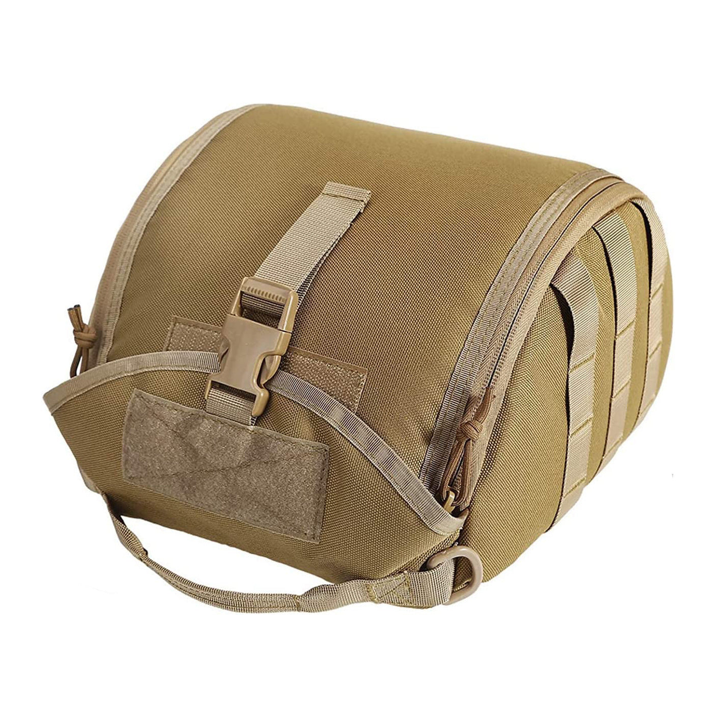 Khaki Tactical Helmet Bag & Utility Pouch - Padded MOLLE Gear Storage Carrier V888-ELOSUNG23927