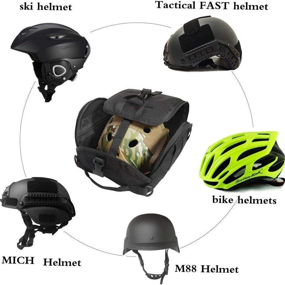 Green Tactical Helmet Bag & Utility Pouch - Padded MOLLE Gear Storage Carrier V888-ELOSUNG23928