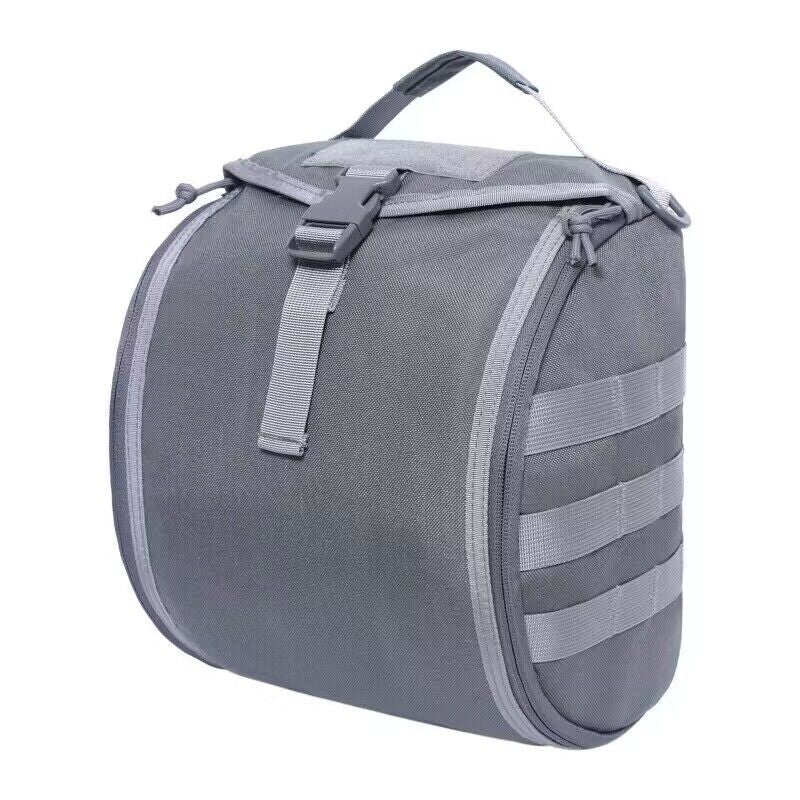 Grey Tactical Helmet Bag & Utility Pouch - Padded MOLLE Gear Storage Carrier V888-ELOSUNG23929