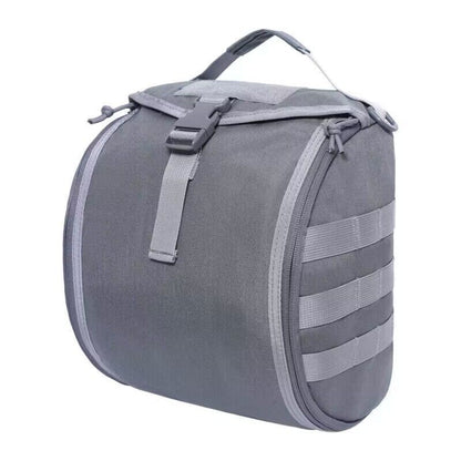 Grey Tactical Helmet Bag & Utility Pouch - Padded MOLLE Gear Storage Carrier V888-ELOSUNG23929