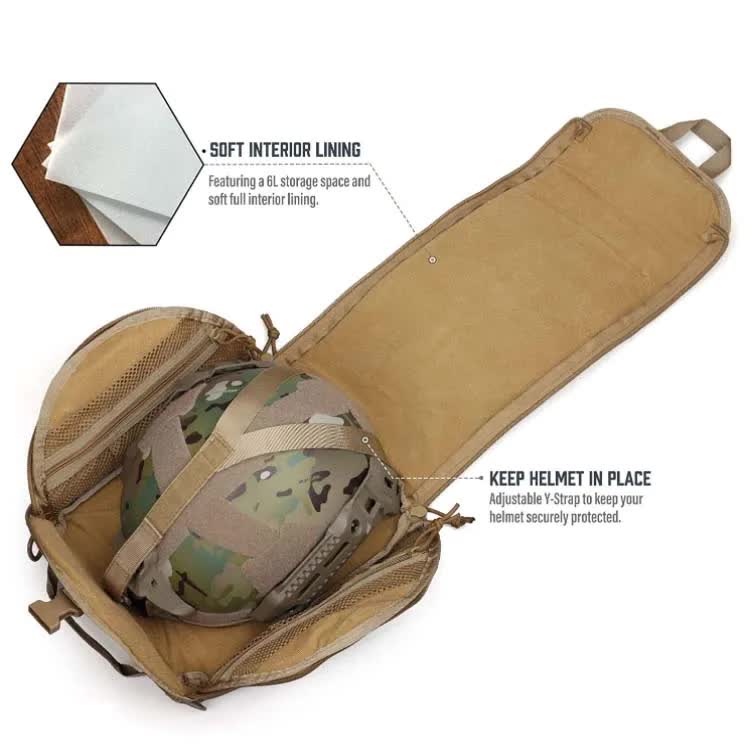 Grey Tactical Helmet Bag & Utility Pouch - Padded MOLLE Gear Storage Carrier V888-ELOSUNG23929