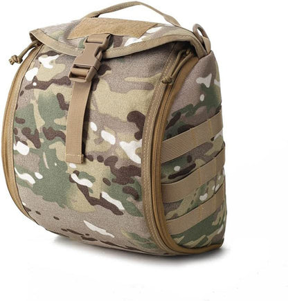 Camouflage Brown Tactical Helmet Bag & Utility Pouch - Padded MOLLE Gear Storage Carrier V888-ELOSUNG23930
