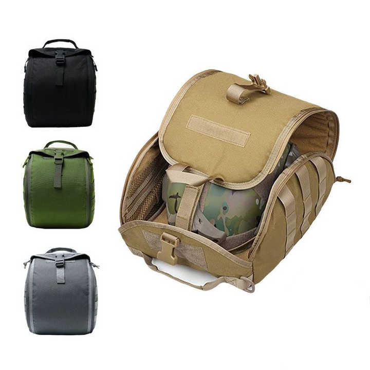 Camouflage Brown Tactical Helmet Bag & Utility Pouch - Padded MOLLE Gear Storage Carrier V888-ELOSUNG23930